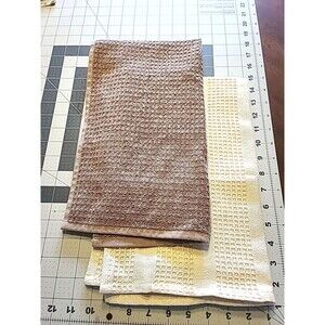 NWOT Set Of 2 Brown & Cream Neutral Colors Kitchen Hand Towels Absorbent thick